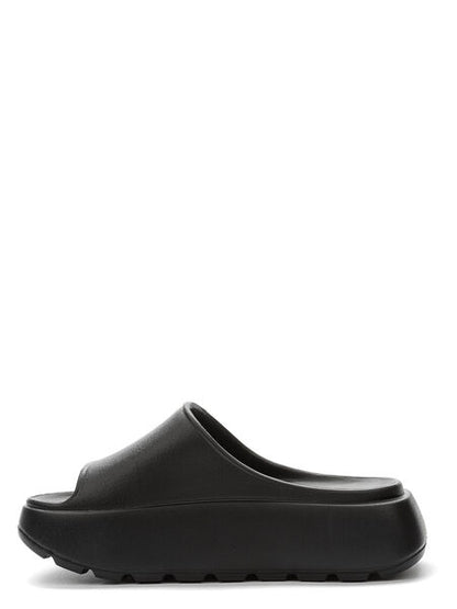 Black Textured Slide Sandal with Elevated Sole