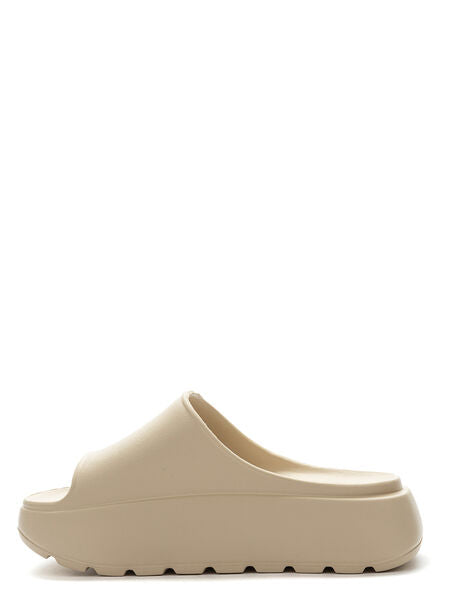 Soft Beige Platform Slide Sandals