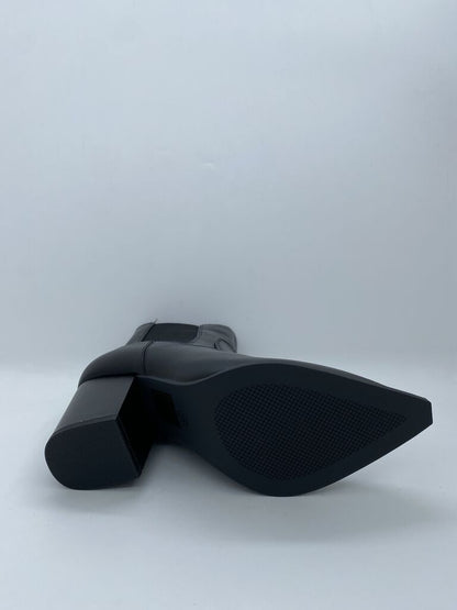 Black Leather Ankle Boot with Block Heel