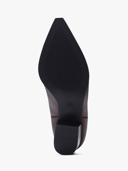 Brown Leather Ankle Boots with Block Heel