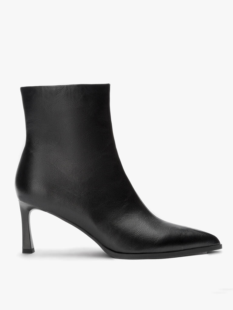 Black Textured Ankle Boot with Sleek Heel