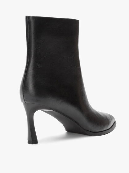 Black Textured Ankle Boot with Sleek Heel