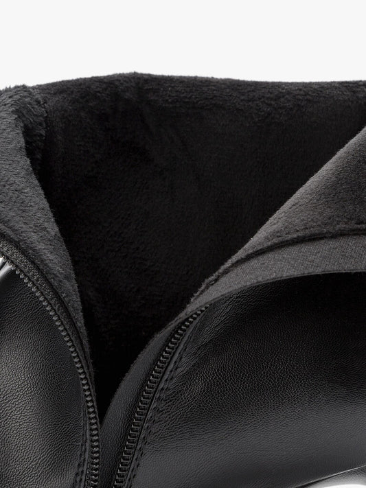 Black Textured Ankle Boot with Sleek Heel