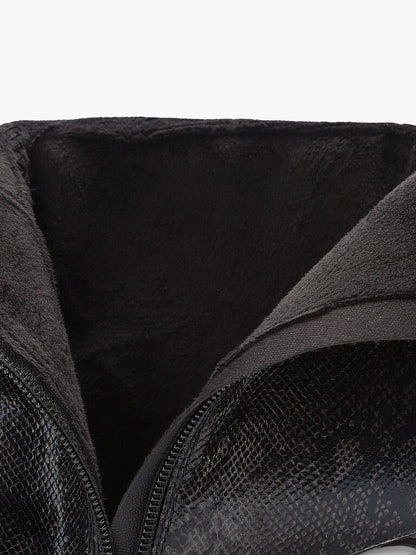 Black Textured Ankle Boots with Pointed Toe
