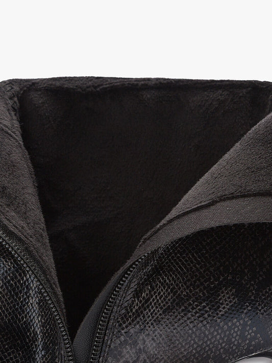 Black Textured Ankle Boots with Pointed Toe