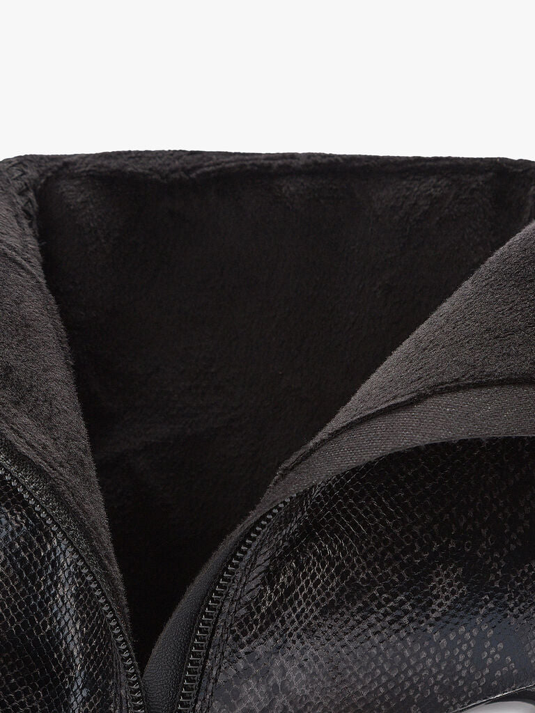 Black Textured Ankle Boots with Pointed Toe
