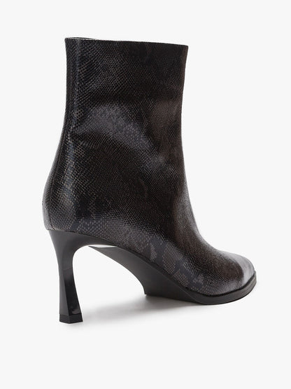 Black Textured Ankle Boots with Pointed Toe