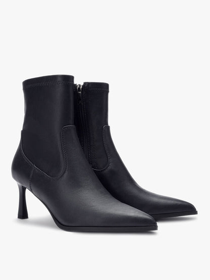 Black Pointed Toe Leather Ankle Boots