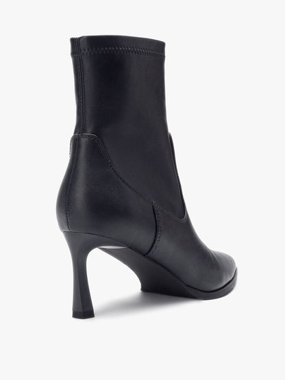 Black Pointed Toe Leather Ankle Boots
