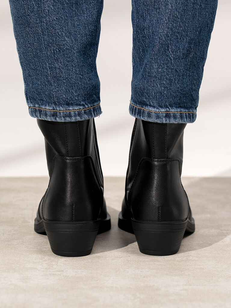 Black Ankle Boots with Low Heel