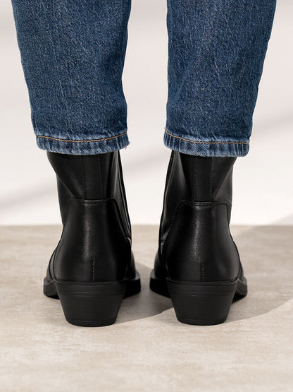 Black Ankle Boots with Low Heel