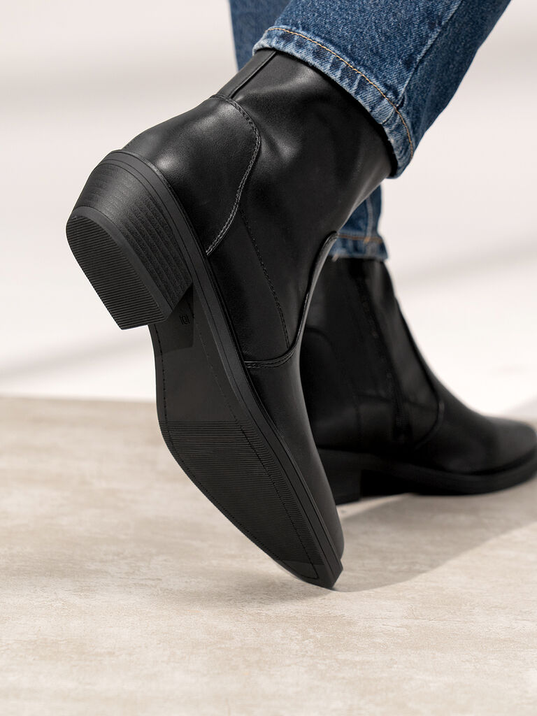 Black Ankle Boots with Low Heel