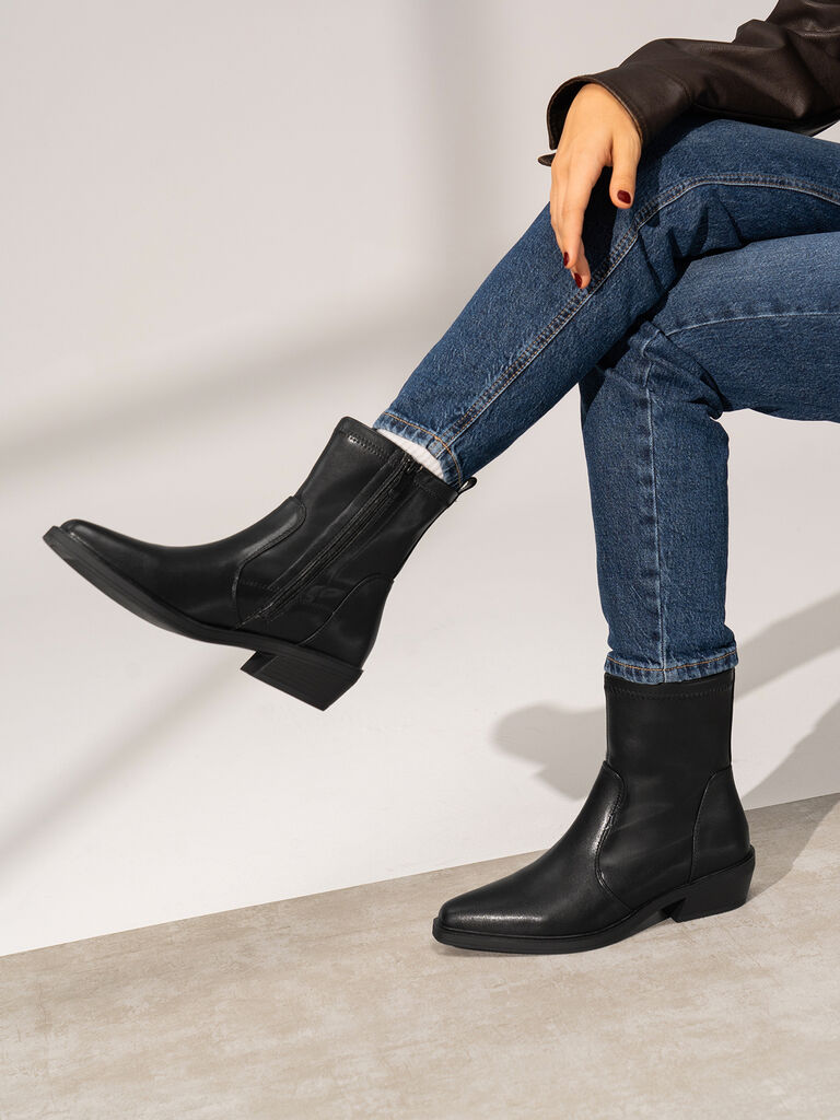 Black Ankle Boots with Low Heel