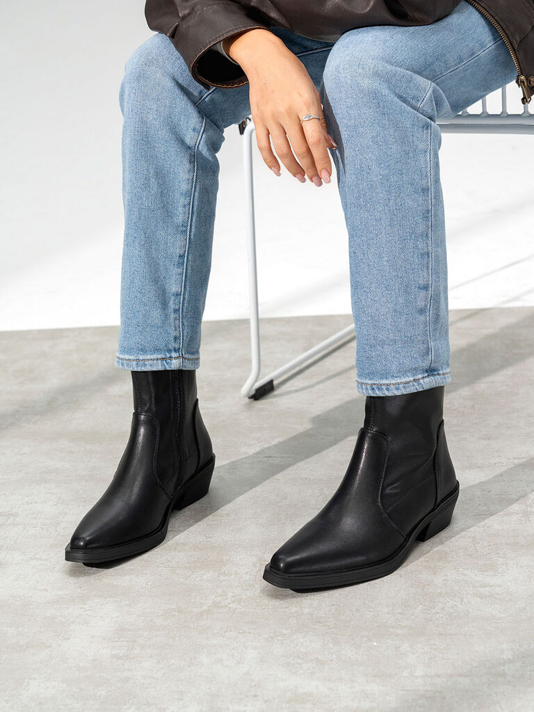 Black Ankle Boots with Low Heel