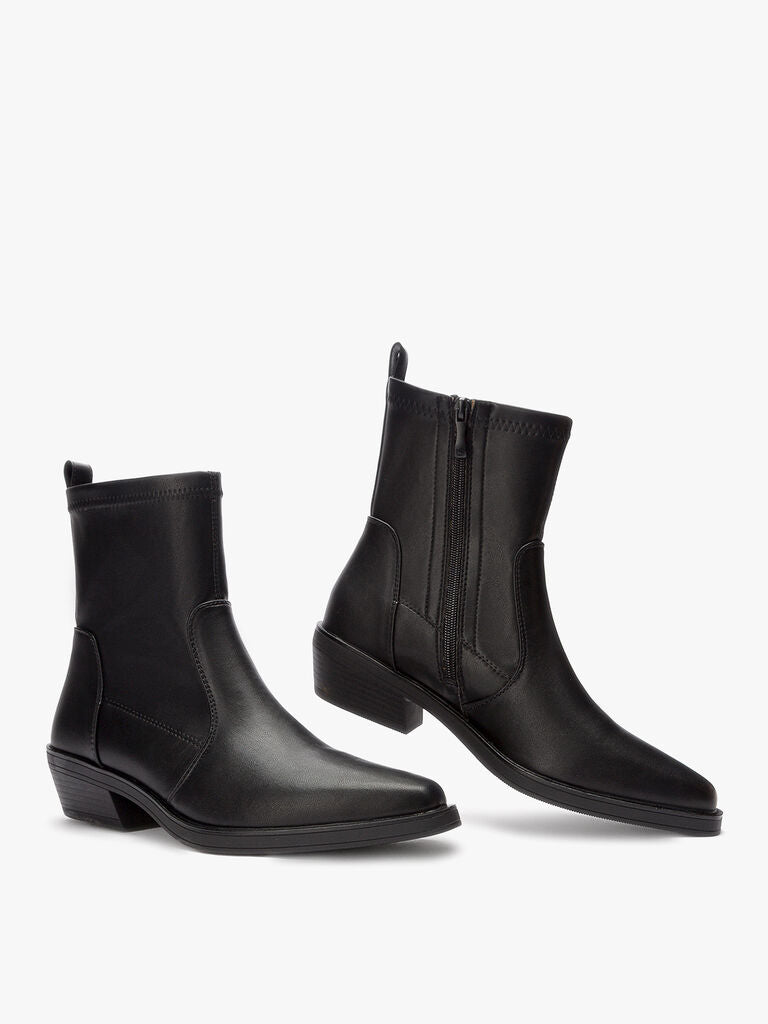 Black Ankle Boots with Low Heel