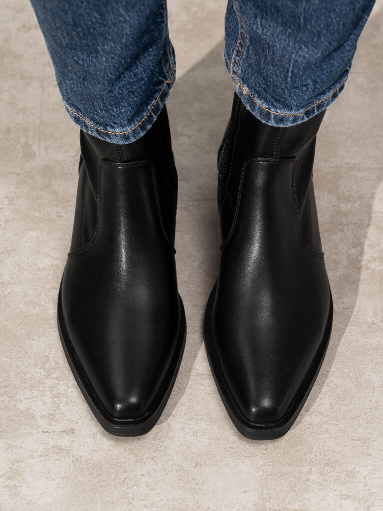 Black Ankle Boots with Low Heel