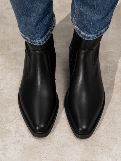 Black Ankle Boots with Low Heel