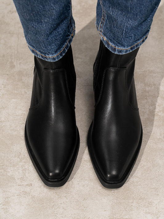 Black Ankle Boots with Low Heel