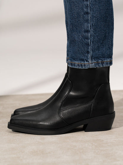 Black Ankle Boots with Low Heel