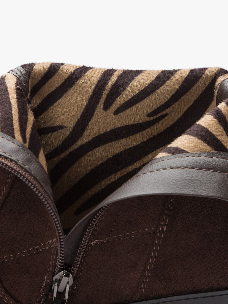 Brown Suede Ankle Boots with Low Block Heel