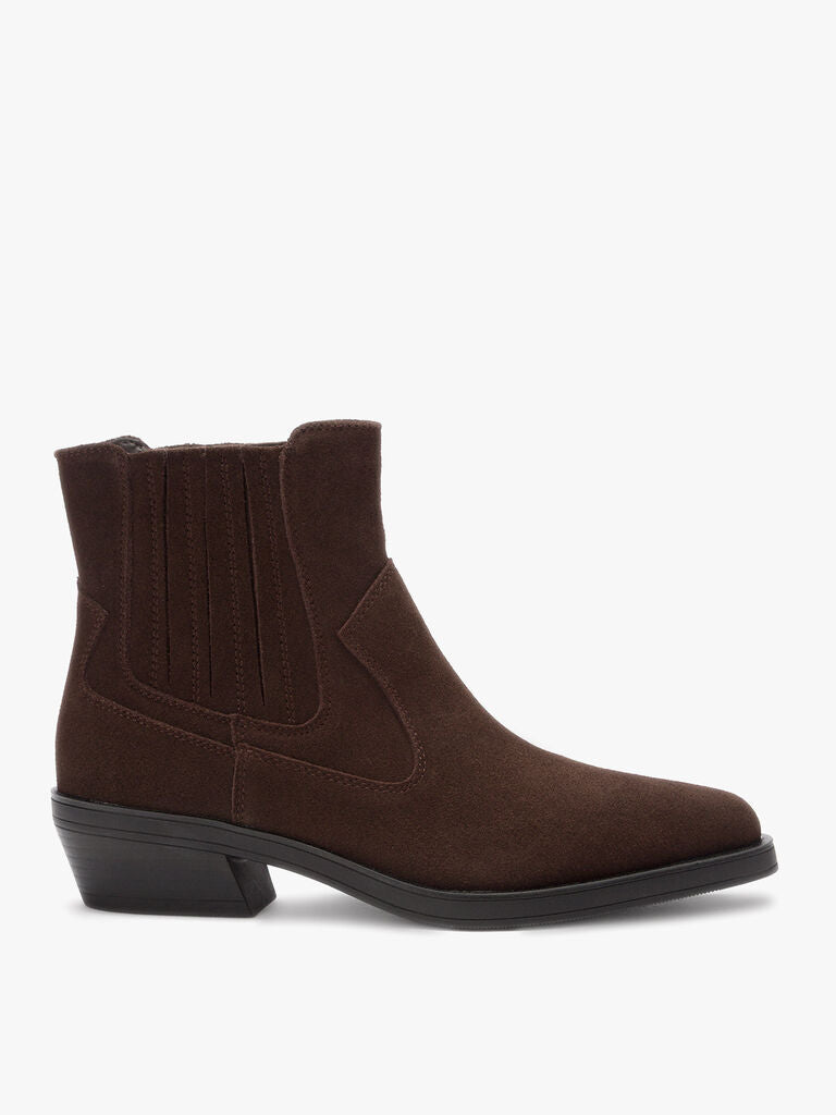 Brown Suede Western Ankle Boots