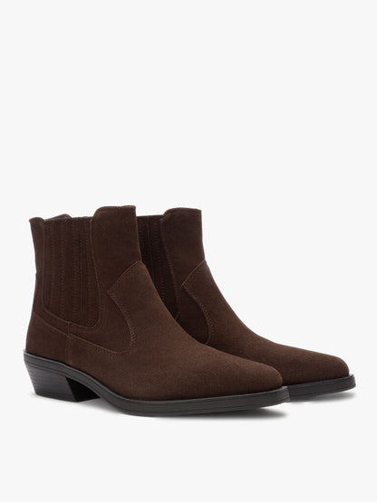 Brown Suede Western Ankle Boots