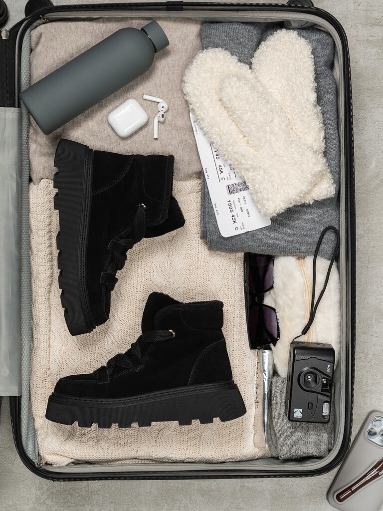 Black Suede Platform Boot with Cozy Lining