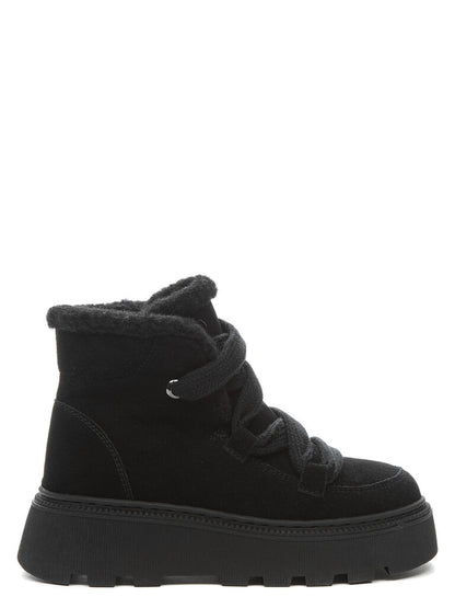 Black Suede Platform Boot with Cozy Lining