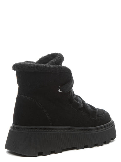 Black Suede Platform Boot with Cozy Lining