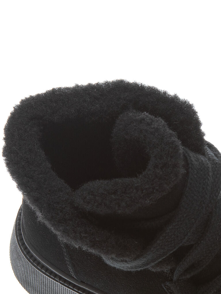 Black Suede Platform Boot with Cozy Lining