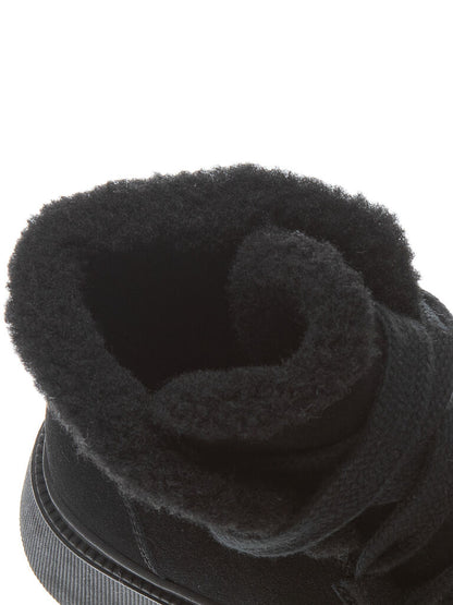 Black Suede Platform Boot with Cozy Lining