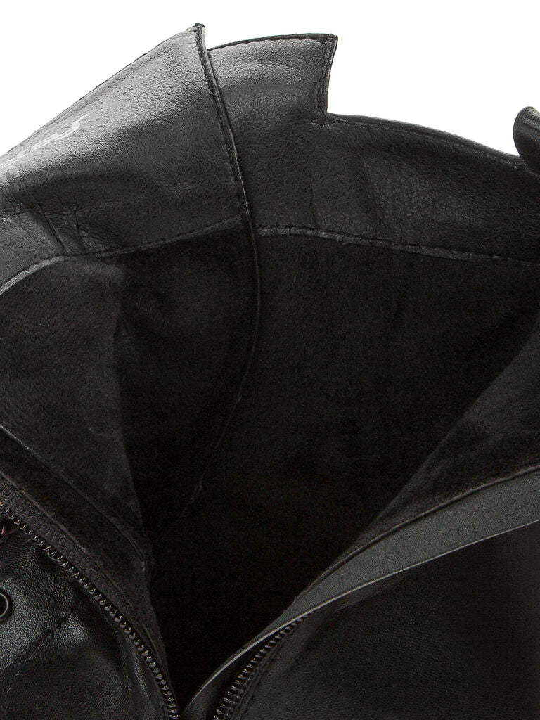 Black Leather Combat Boots with Chunky Sole