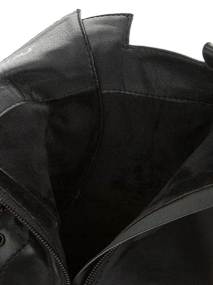 Black Leather Combat Boots with Chunky Sole