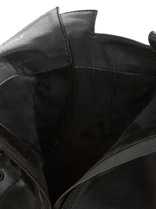 Black Leather Combat Boots with Chunky Sole