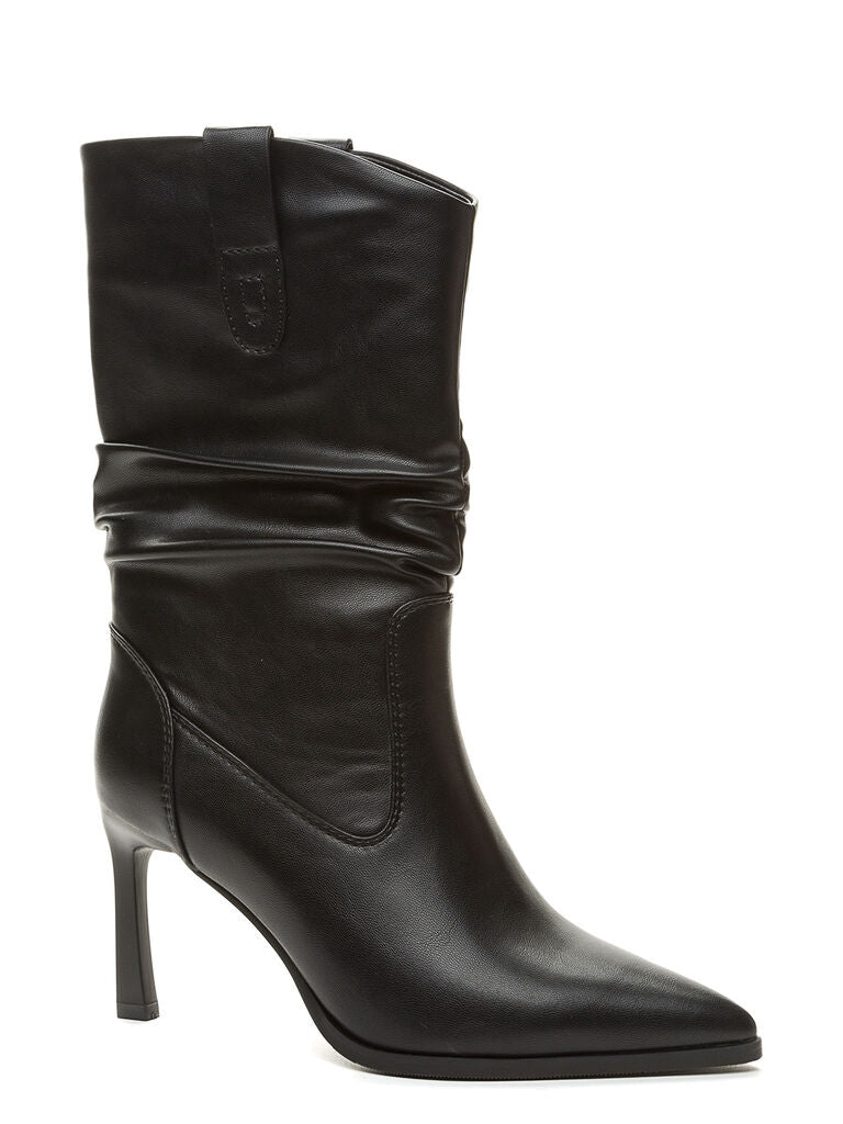 Black Slouchy Leather Ankle Boots