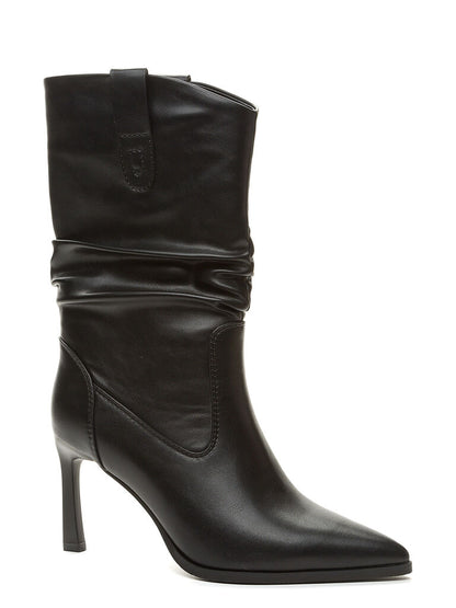 Black Slouchy Leather Ankle Boots