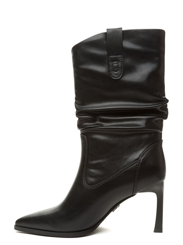 Black Slouchy Leather Ankle Boots