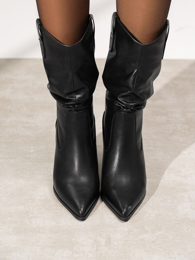 Black Slouchy Leather Ankle Boots