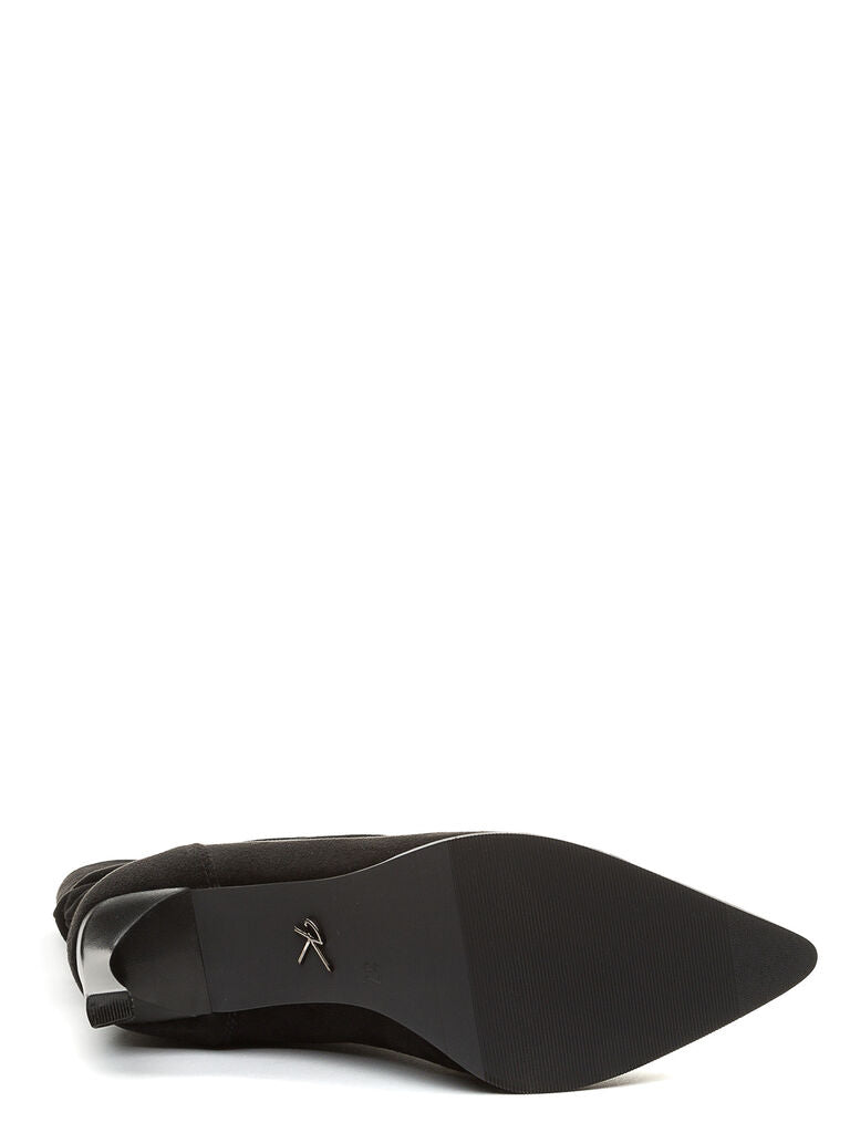 Black Suede Slouch Boot with Stiletto Heel