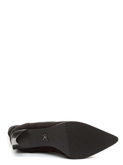 Black Suede Slouch Boot with Stiletto Heel
