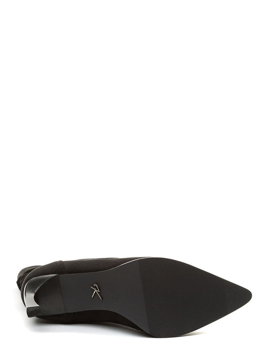 Black Suede Slouch Boot with Stiletto Heel