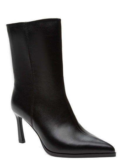 Black Leather Ankle Boot with Stiletto Heel