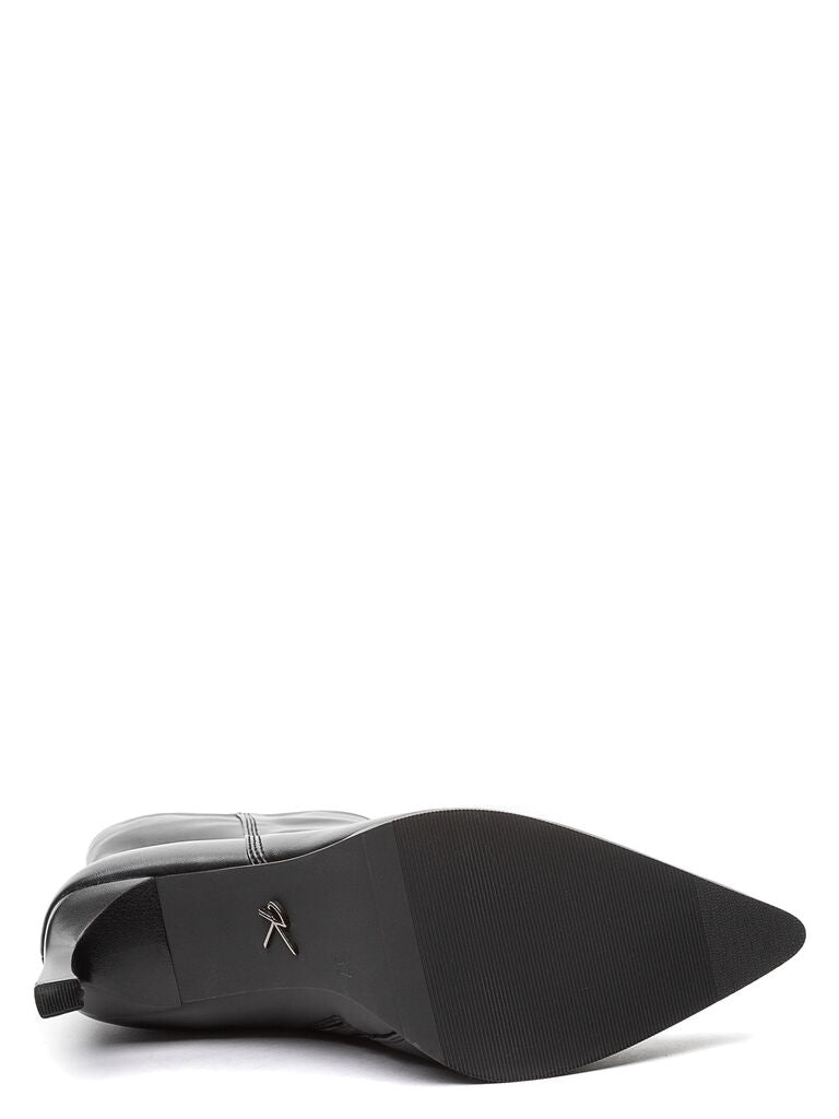 Black Leather Ankle Boot with Stiletto Heel