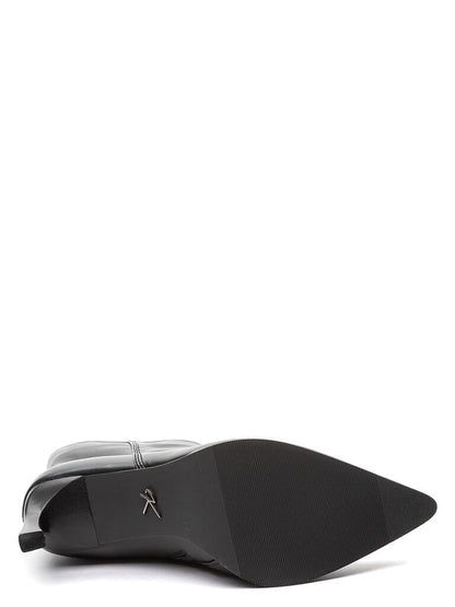 Black Leather Ankle Boot with Stiletto Heel