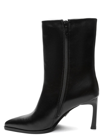 Black Leather Ankle Boot with Stiletto Heel
