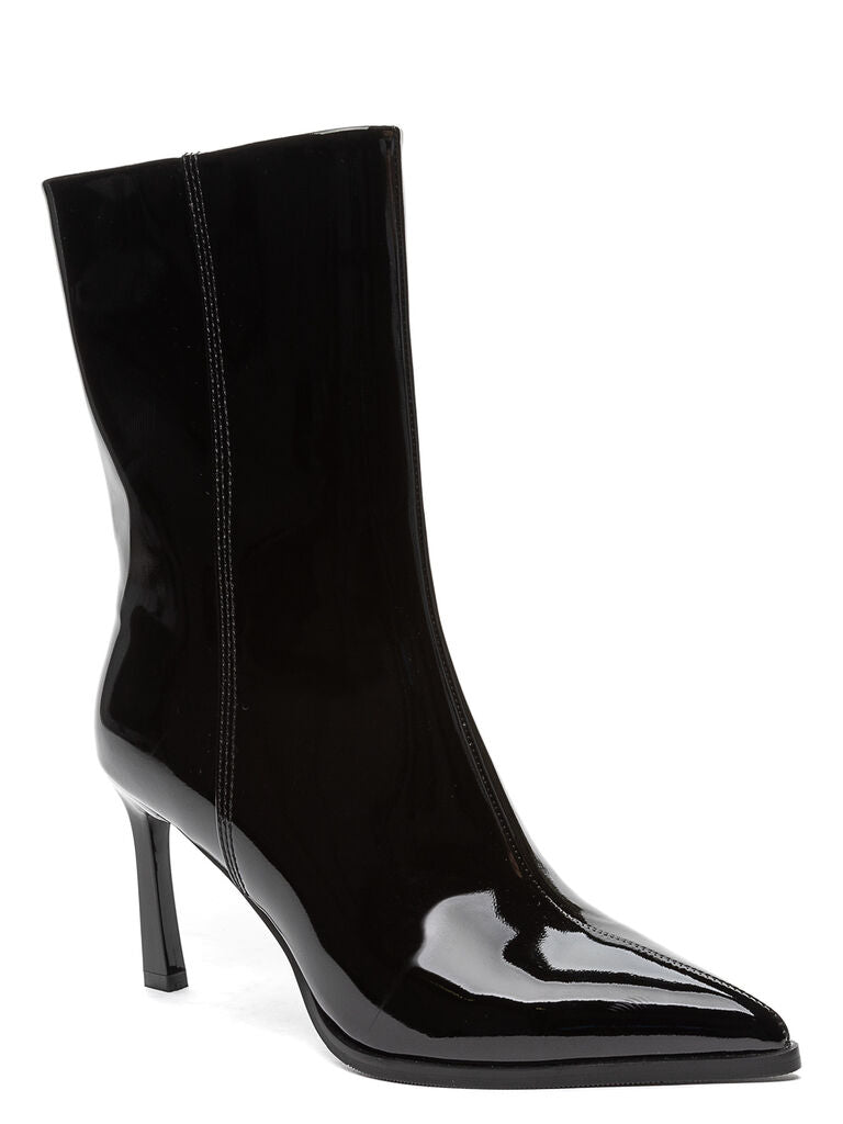 Black Glossy Ankle Boot with Pointed Toe