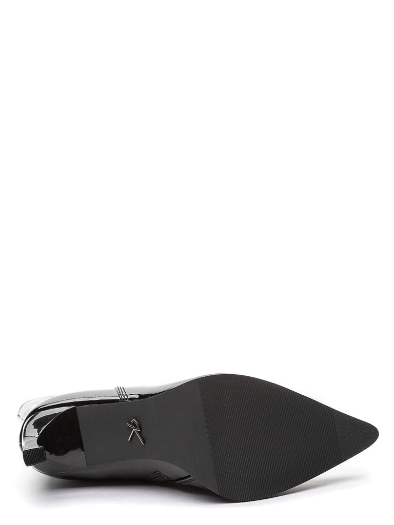 Black Glossy Ankle Boot with Pointed Toe