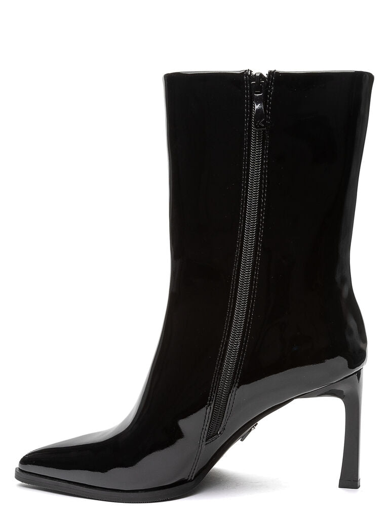 Black Glossy Ankle Boot with Pointed Toe