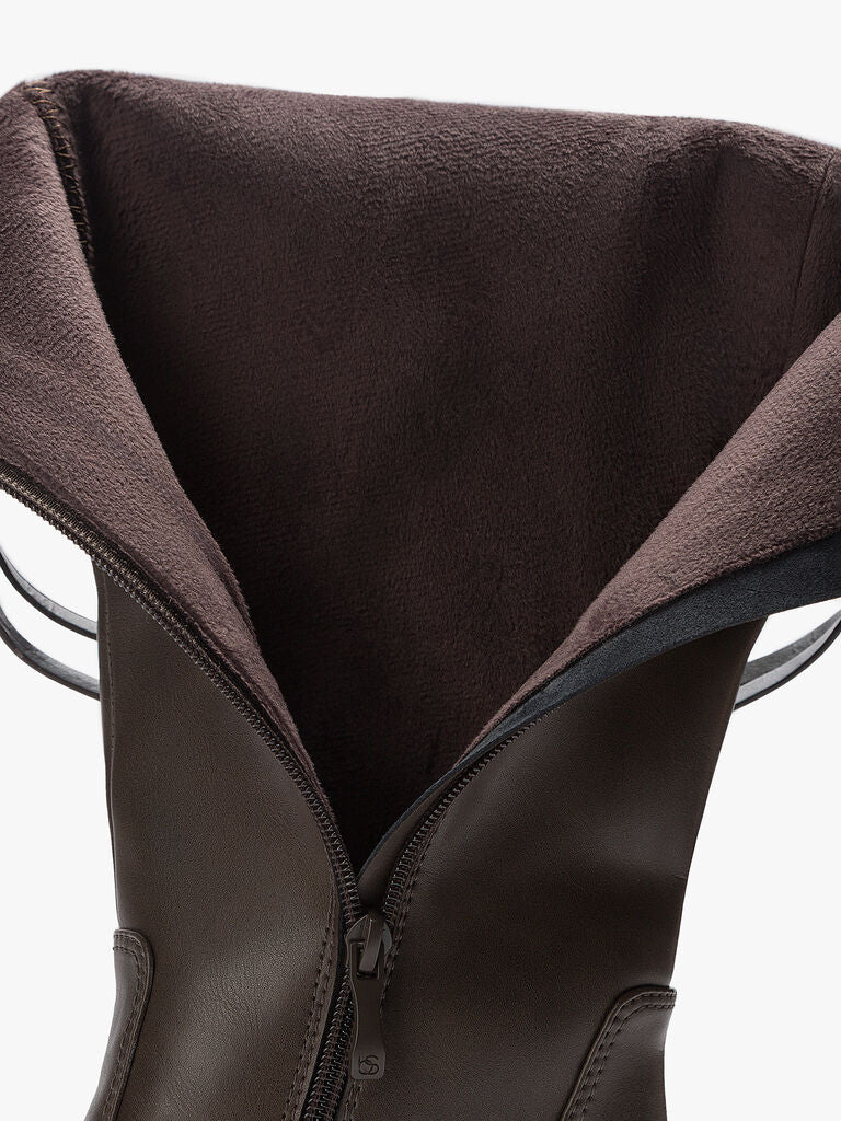 Brown Leather Tall Riding Boots with Dual Strap Detail