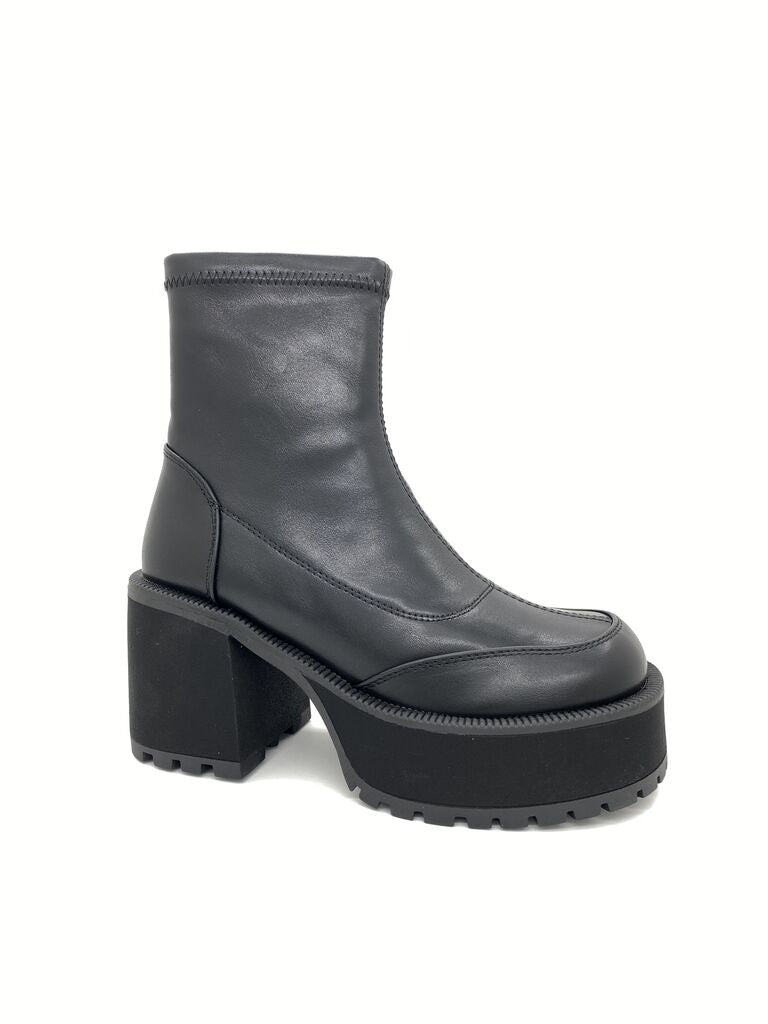 Black Chunky Heel Ankle Boot